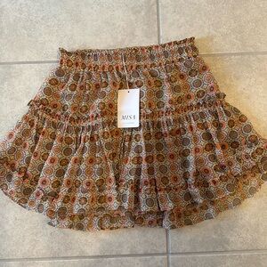 MISA LOS ANGELES Marion Mini Skirt in Flora Medallion Tile XS